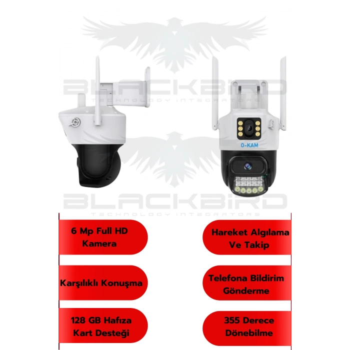 Okam-6015 Beyaz 6 Mp 3.5 İnç Dual Lens Wifi Ptz Kamera