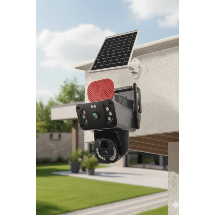 Okam Pro O-kam-3815E | 4G Destekli, Çift Lensli 6MP Güneş Enerjili PTZ Dış Mekan Kamera