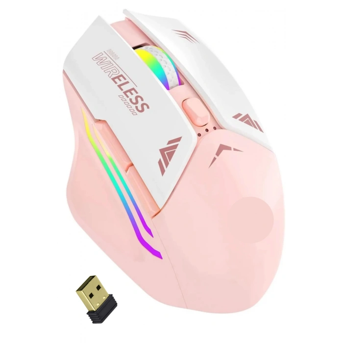 Blic Bwm1 Pembe RGB Şarjlı Kablosuz 1600DPI Işıklı Kablosuz Mouse