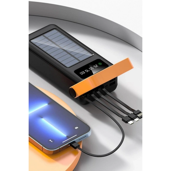 Polygold PW-2080 80000 mAh Solar Powerbank | Dahili 4 Kablolu Hızlı Şarj Cihazı | LED Işıklı Dijital Ekranlı Taşınabilir