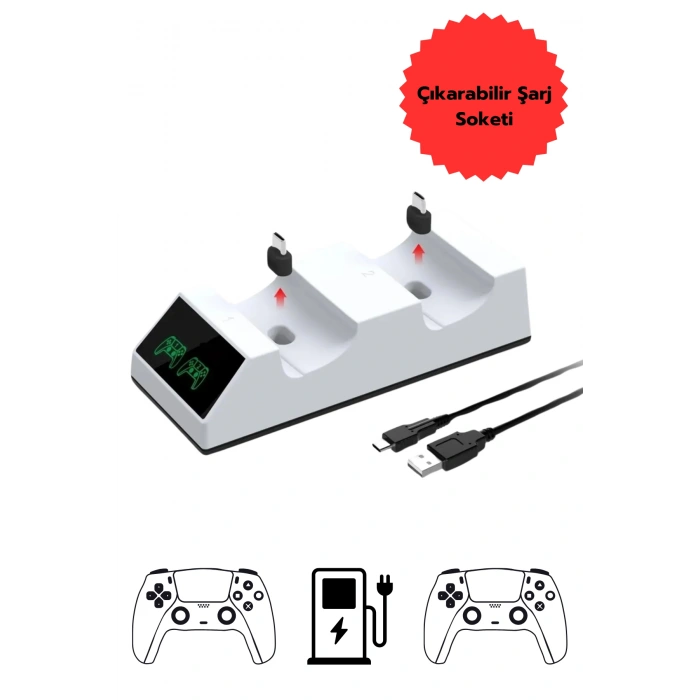 Hepu TP5-0508B Ps5 Joystick Şarj Standı Dualsense Göstergeli Şarj İstasyonu