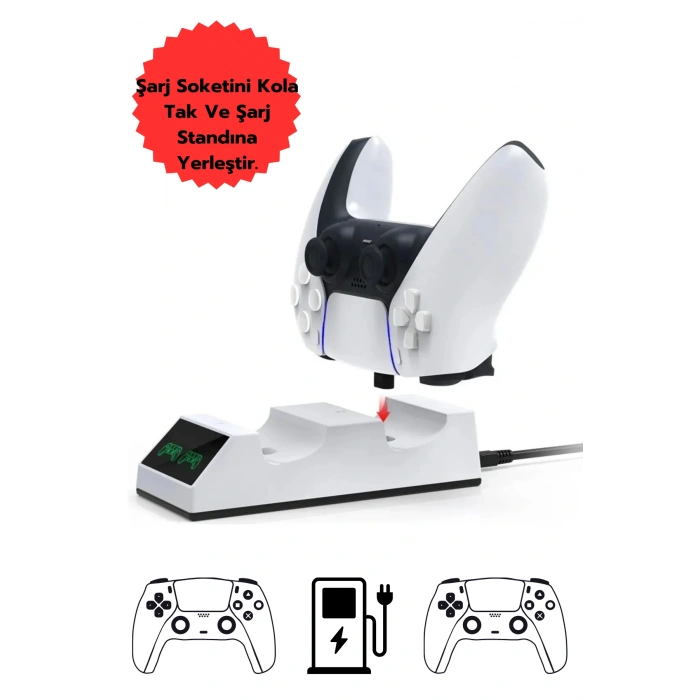 Hepu TP5-0508B Ps5 Joystick Şarj Standı Dualsense Göstergeli Şarj İstasyonu