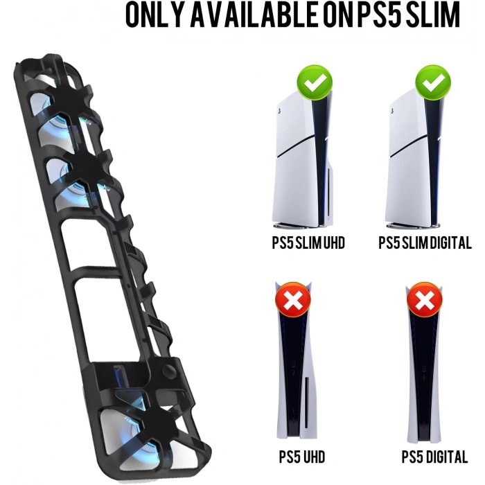 Hepu TP5-3538S PS5 Slim Disk Slim Dijital Konsolu İçin Soğutma Fanı Termometreli