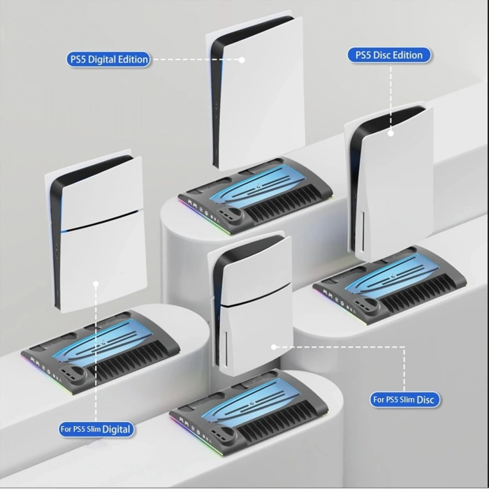 Hepu TP5-3570 PS5 Soğutucu Şarj Standı | DualSense Şarj RGB Işık 3 Fan Hızlı Dock İstasyonu