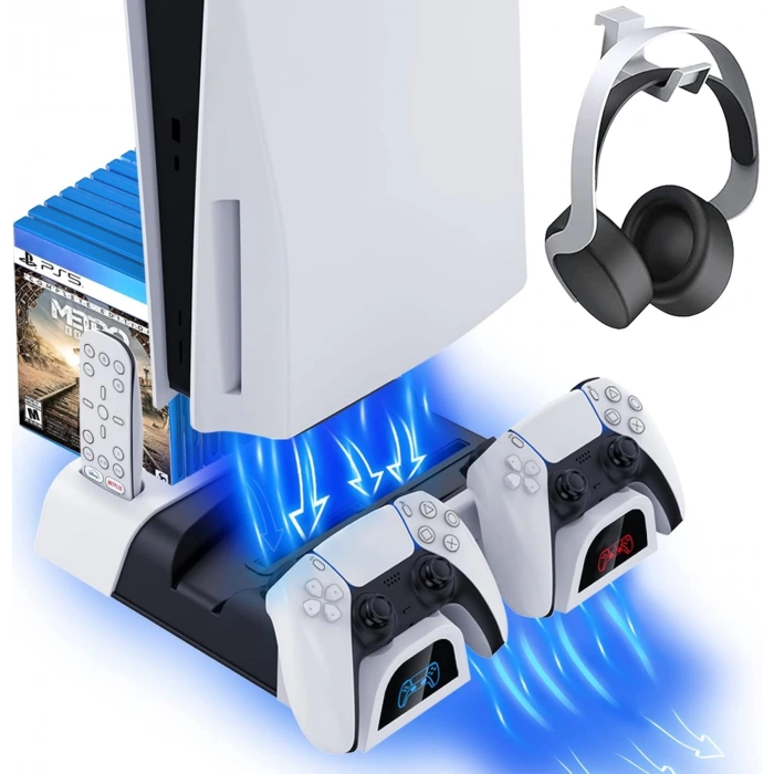 Hepu TP5-1511 PS5 Şarj ve Soğutucu Stand | DualSense Uyumlu Hızlı Şarj İstasyonu