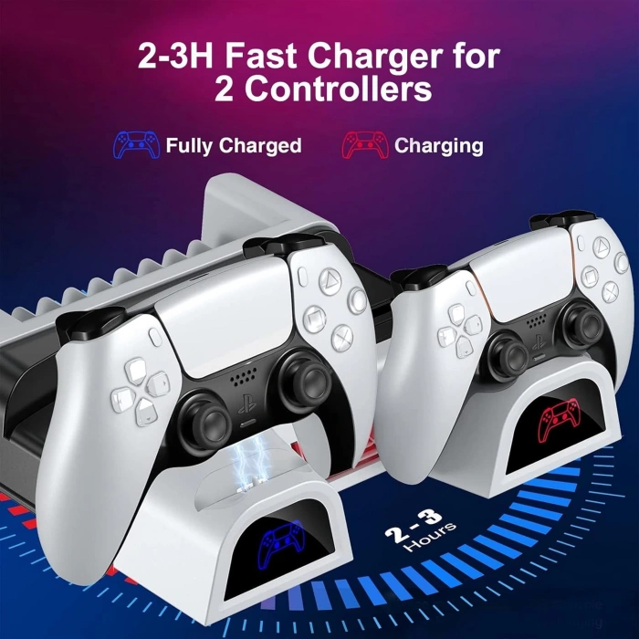 Hepu TP5-1511 PS5 Şarj ve Soğutucu Stand | DualSense Uyumlu Hızlı Şarj İstasyonu