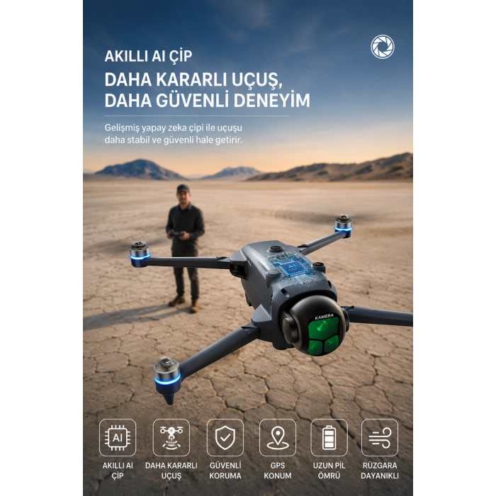 R26 MAX Drone GPSli Kızılötesi Engel Algılamalı HD Kameralı Katlanabilir Drone Ekranlı Kumanda