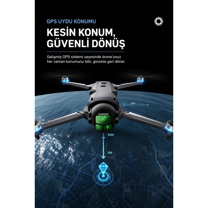 R26 MAX Drone GPSli Kızılötesi Engel Algılamalı HD Kameralı Katlanabilir Drone Ekranlı Kumanda