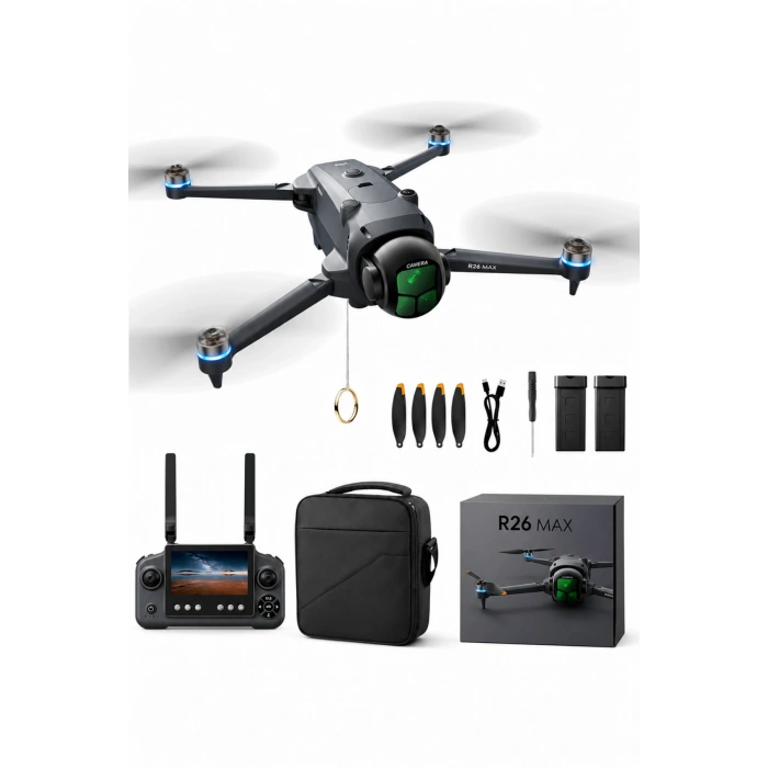 R26 MAX Drone GPSli Kızılötesi Engel Algılamalı HD Kameralı Katlanabilir Drone Ekranlı Kumanda