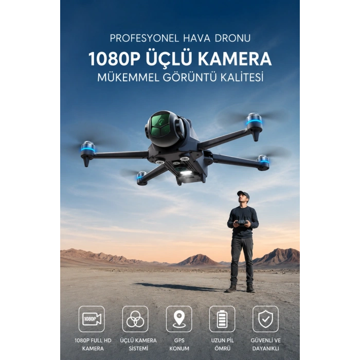 R26 MAX Drone GPSli Kızılötesi Engel Algılamalı HD Kameralı Katlanabilir Drone Ekranlı Kumanda