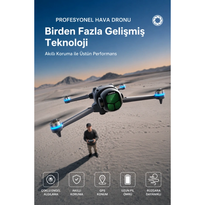 R26 MAX Drone GPSli Kızılötesi Engel Algılamalı HD Kameralı Katlanabilir Drone Ekranlı Kumanda