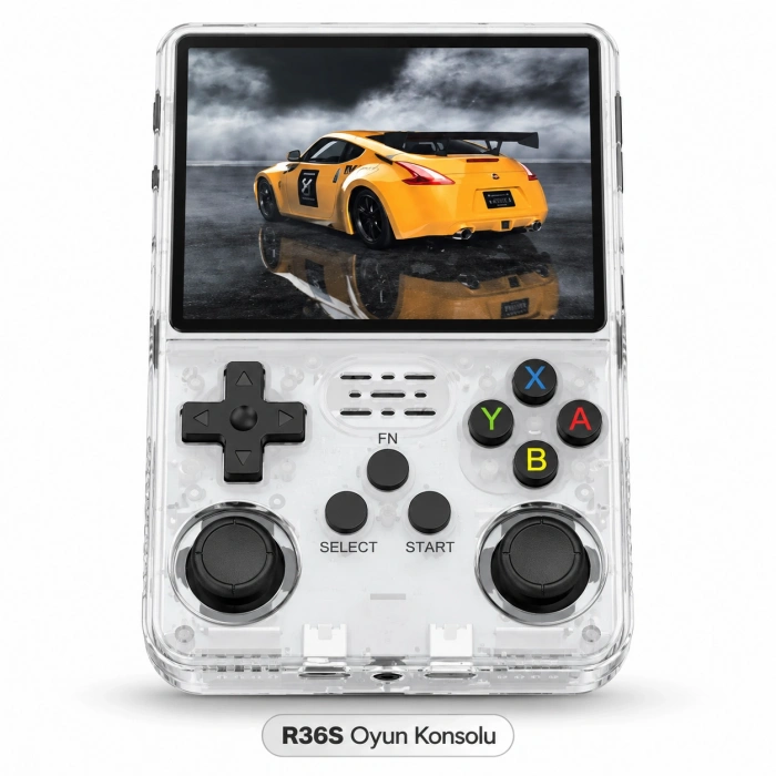 R36S Beyaz Retro El Oyun Konsolu 3.5 Inç IPS Ekran 64GB Retro Oyun Konsolu