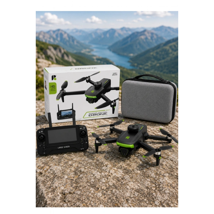 R68 Ekranlı Kumandalı Fırçasız Motor Drone Engel Tanıma Sabitleme Katlanabilir Drone