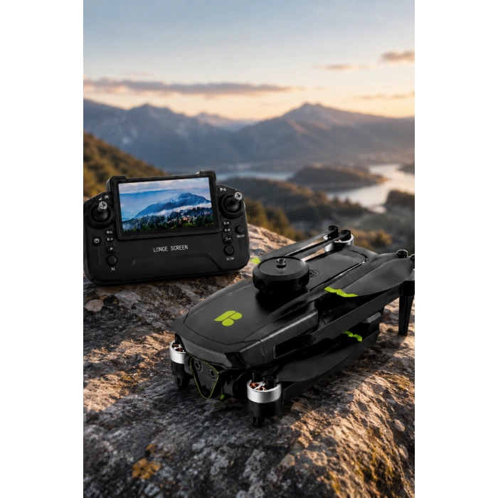 R68 Ekranlı Kumandalı Fırçasız Motor Drone Engel Tanıma Sabitleme Katlanabilir Drone