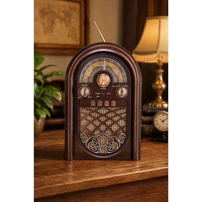 Raiseng R-1950BTL Ahşap Görünümlü Retro Radyo - Nostaljik Tasarım Bluetooth Hoparlör