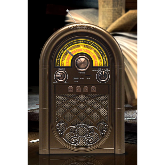 Raiseng R-1950BTL Ahşap Görünümlü Retro Radyo - Nostaljik Tasarım Bluetooth Hoparlör