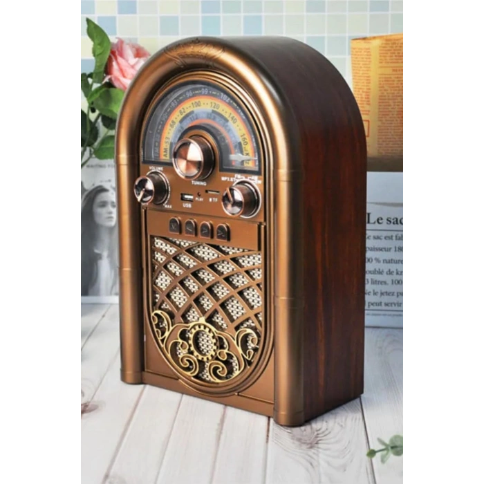 Raiseng R-1950BTL Ahşap Görünümlü Retro Radyo - Nostaljik Tasarım Bluetooth Hoparlör
