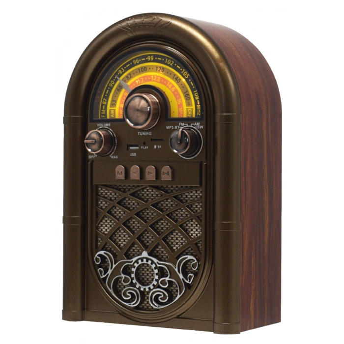 Raiseng R-1950BTL Ahşap Görünümlü Retro Radyo - Nostaljik Tasarım Bluetooth Hoparlör