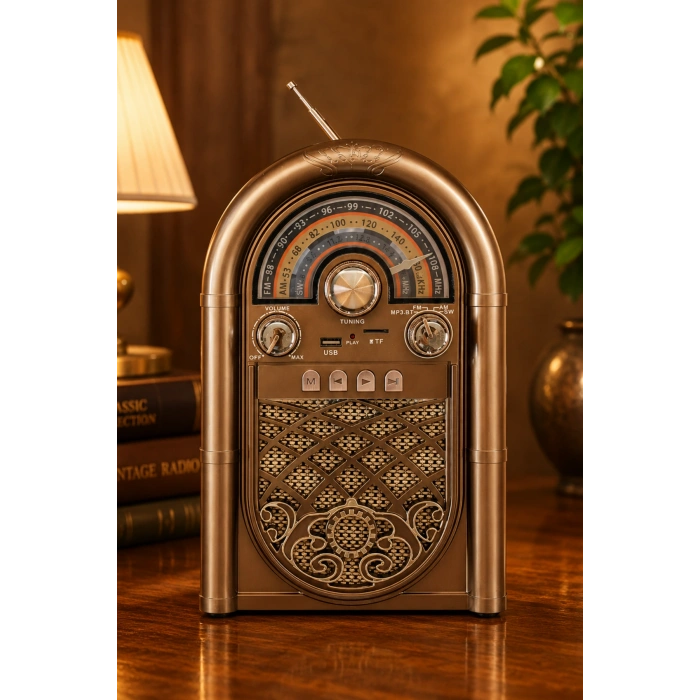 Raiseng R-1950BTL Ahşap Görünümlü Retro Radyo - Nostaljik Tasarım Bluetooth Hoparlör
