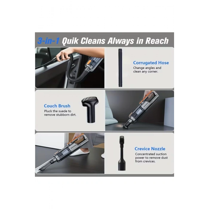 ST-126Plus 22000PA Güçlü Şarjlı El Süpürgesi Araba ve Ev Tipi Kablosuz Süpürge