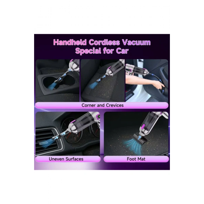 ST-6697APlus 20000 PA Şarjlı Kablosuz El Süpürgesi | Fırçasız Motorlu Güçlü Araç Süpürgesi