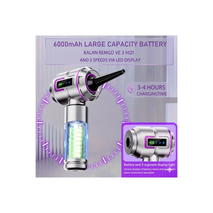 ST-6697APlus 20000 PA Şarjlı Kablosuz El Süpürgesi | Fırçasız Motorlu Güçlü Araç Süpürgesi