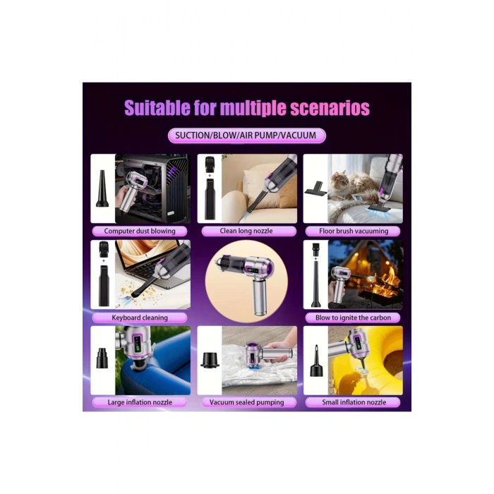 ST-6697APlus 20000 PA Şarjlı Kablosuz El Süpürgesi | Fırçasız Motorlu Güçlü Araç Süpürgesi