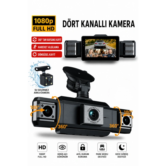 Sy 9728 4 Kameralı Full HD 1080P WiFi Araç İçi Kamera Seti