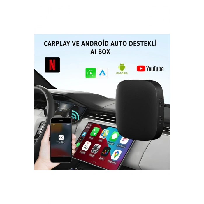 TAA01 Kablosuz CarPlay & Android Auto Akıllı Multimedya Kutusu CarPlay Adaptörü AI Box 2+32GB ROM