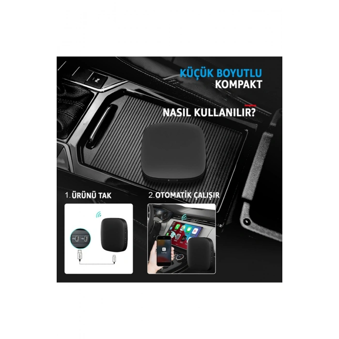 TAA01 Kablosuz CarPlay & Android Auto Akıllı Multimedya Kutusu CarPlay Adaptörü AI Box 2+32GB ROM