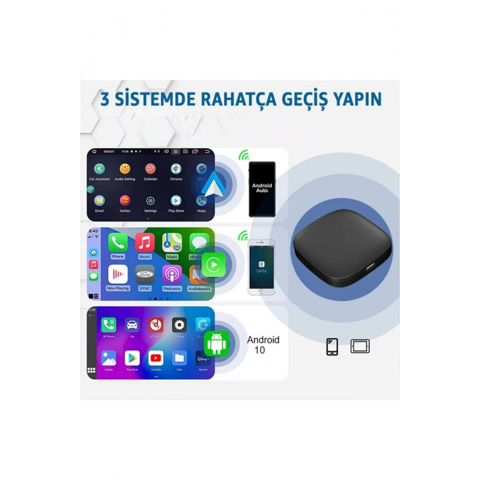 TAA01 Kablosuz CarPlay & Android Auto Akıllı Multimedya Kutusu CarPlay Adaptörü AI Box 2+32GB ROM