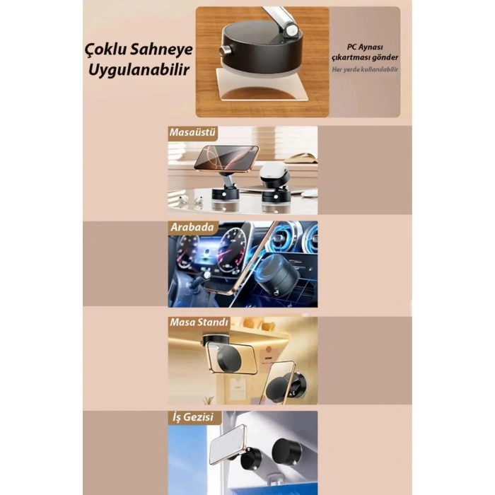 Acl ATD-03 Vakumlu Manyetik Taşınabilir Çok Amaçlı Araç Telefon Tutucu