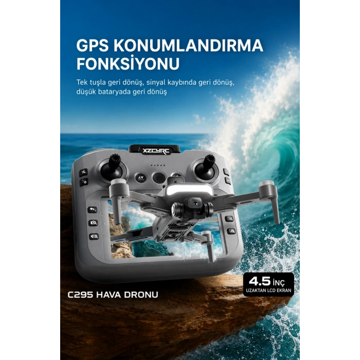 XZCYRC C29S GPS Kameralı Katlanabilir Drone Engel Engelleyici HD Kamera Ekranlı Kumanda