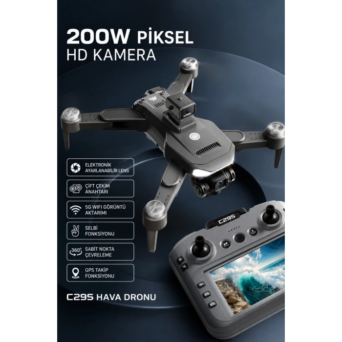XZCYRC C29S GPS Kameralı Katlanabilir Drone Engel Engelleyici HD Kamera Ekranlı Kumanda