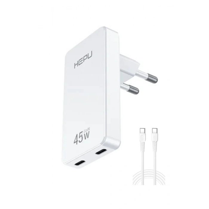 Hepu Hp-C33 Yeni Nesil 45W GAN 2 x Typ-C PD Şarj Adaptörü