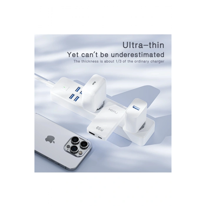 Hepu Hp-C36 Yeni Nesil 65W GAN 1 x Typ-C PD 1 x USB QC Şarj Adaptörü