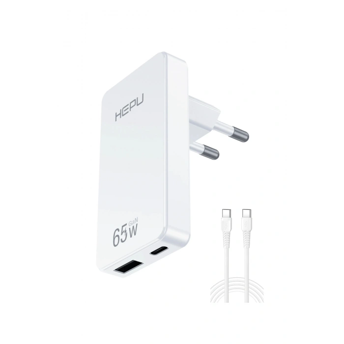Hepu Hp-C36 Yeni Nesil 65W GAN 1 x Typ-C PD 1 x USB QC Şarj Adaptörü