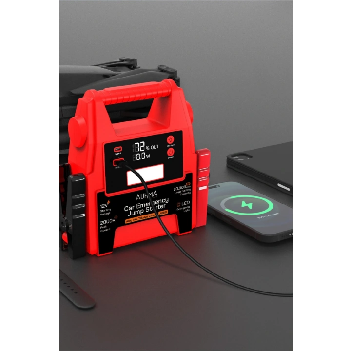 Auhma A8811 20000mAh 2000A Peak Araç Akü Takviye Cihazı & Powerbank - 12V Jump Starter