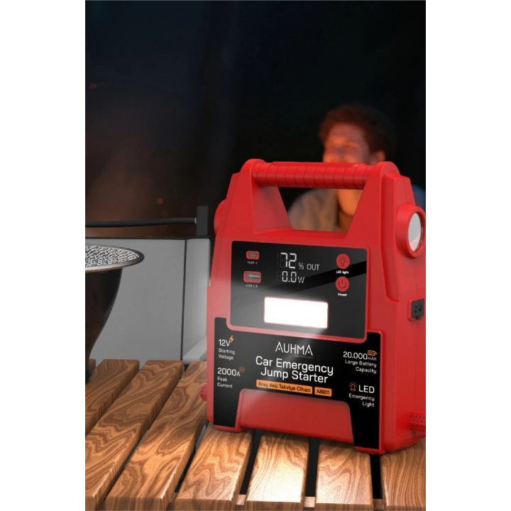 Auhma A8811 20000mAh 2000A Peak Araç Akü Takviye Cihazı & Powerbank - 12V Jump Starter