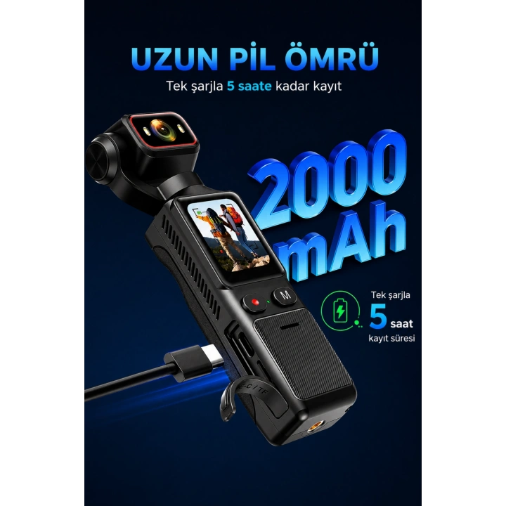 Glr L19 4K Ultra HD Wi-Fi Vlog Kamerası 180 Dönebilir Lens, 6 Eksenli Sarsıntı Önleyici