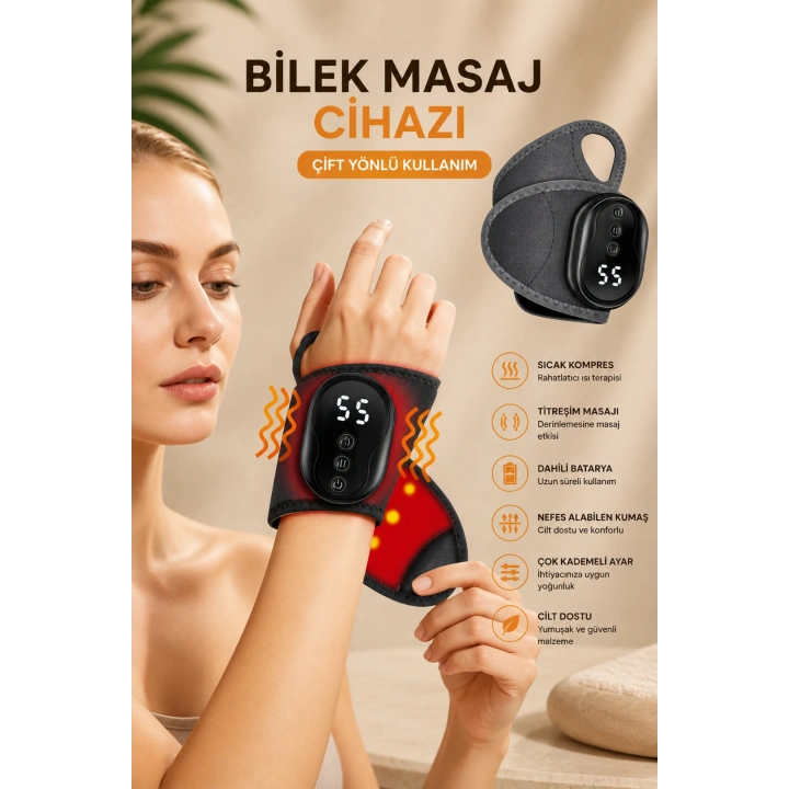Auhma AMG40 Şarj edilebilir Akıllı Isıtmalı Masaj Aleti 3 Kademeli Titreşim & 5 Kademeli Isı Ayarlı Bileklik