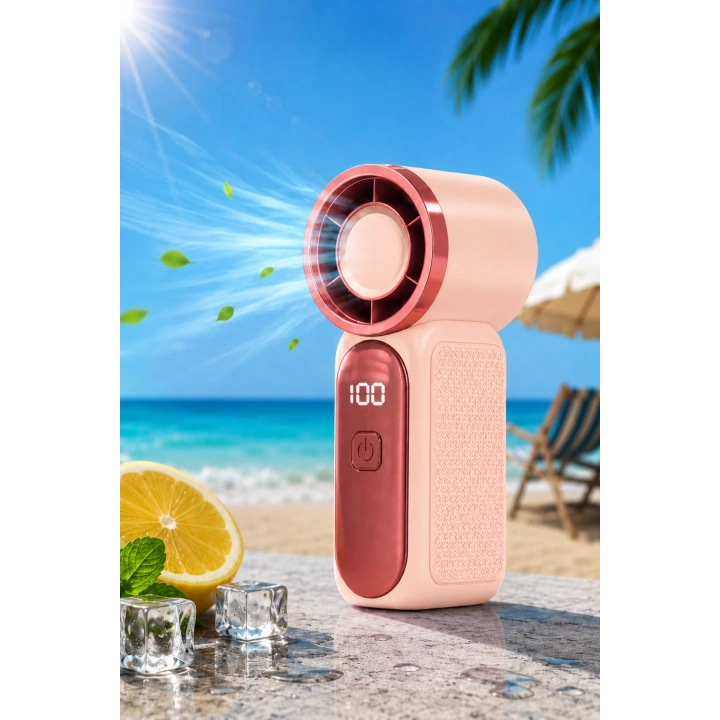Glr FS-24 Pembe Şarj Edilebilir Mini El Fanı Yüksek Hızlı Taşınabilir Cep Vantilatörü