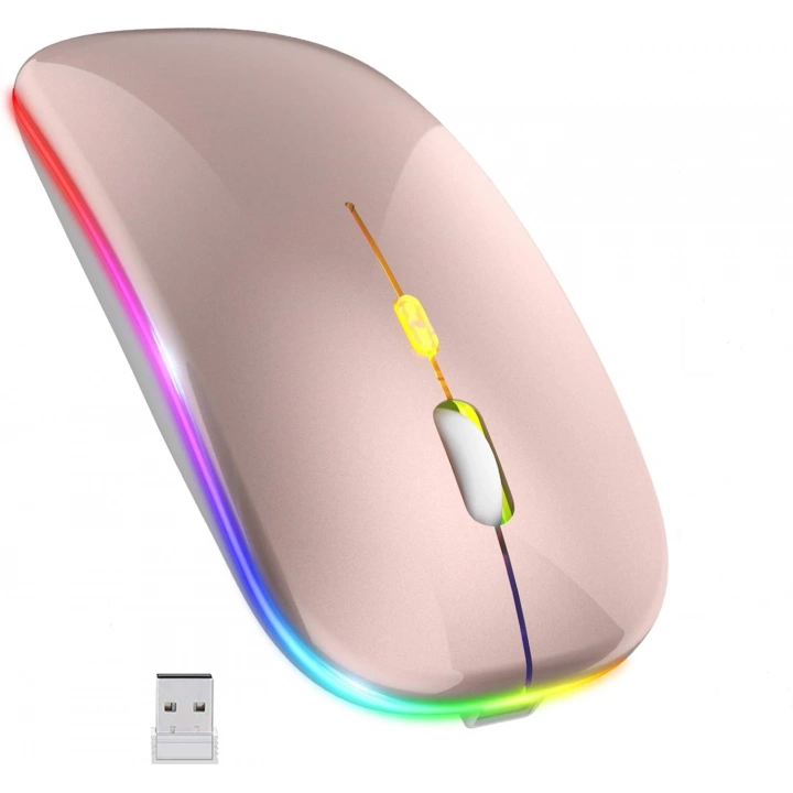 Blic Bwm6 Rose Gold RGB Şarjlı Kablosuz 1600DPI Işıklı Kablosuz Sessiz Mouse