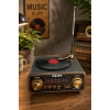 Meier MD-1320BT Siyah Nostaljik Görünümlü Bluetooth Hoparlör ve 3 Bantlı Şarjlı Radyo