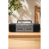 PuXing PX-888BT Gri Nostaljik Çift Kaset Çalar Radyo - Bluetooth, USB/SD, MP3 Çalar