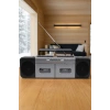 PuXing PX-888BT Gri Nostaljik Çift Kaset Çalar Radyo - Bluetooth, USB/SD, MP3 Çalar