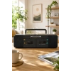 PuXing PX-888BT Siyah Nostaljik Çift Kaset Çalar Radyo - Bluetooth, USB/SD, MP3 Çalar
