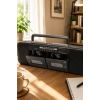 PuXing PX-888BT Siyah Nostaljik Çift Kaset Çalar Radyo - Bluetooth, USB/SD, MP3 Çalar