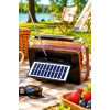 Yuegan YG-7030BTS Güneş Enerjili Solar Nostaljik Radyo El Fenerli, USB/TF Kart Girişli Hoparlör ve Saatli Radyo