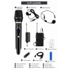 Glr Wn-07 Profesyonel 3 lü Kablosuz Mikrofon Sistemi UHF Yaka ve El Mikrofonlu